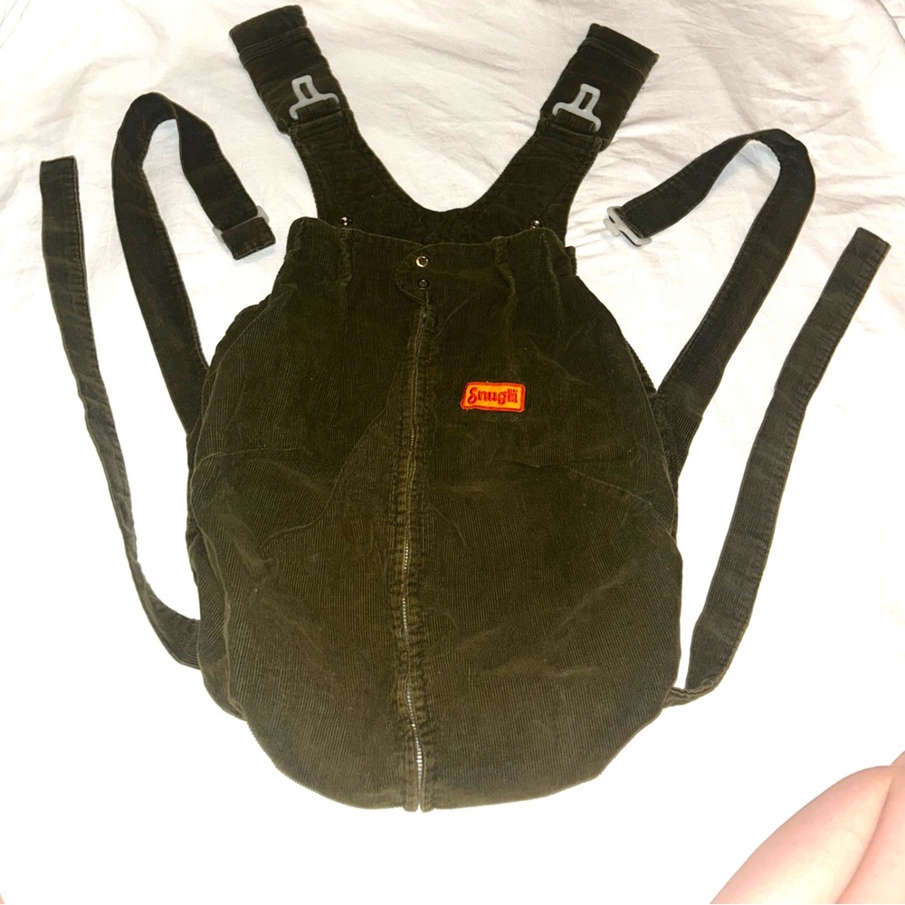 Vintage 70s–80s Snugli carrier Green Corduroy Cotton Adjustable